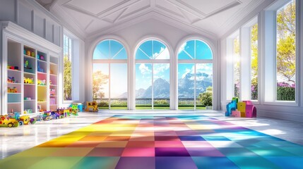 Bright and Open Playroom with Large Windows