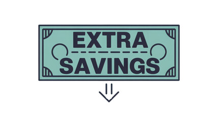 Extra savings banner, blue and green design, white background. transparent