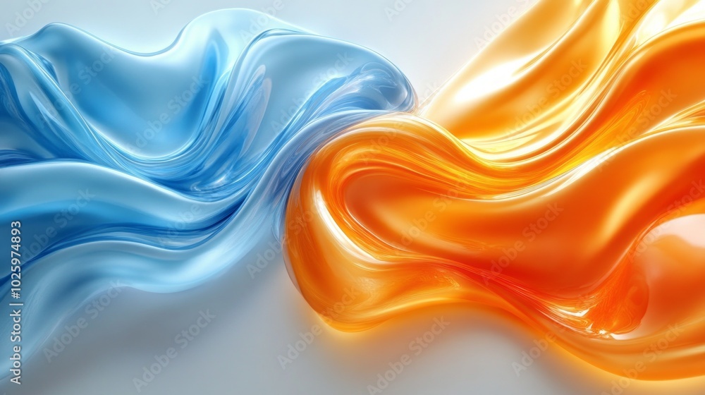 Poster a blue and orange fabric with a wave-like pattern