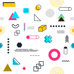 Flat style design. Vector illustration. Seamless memphis pattern. Banner repeat template. Design for cover, banner, texture, background.