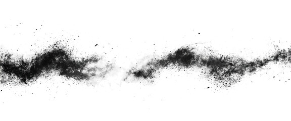 Vector abstract black ink splatter on white background with black charcoal dust explosion texture isolated on white background