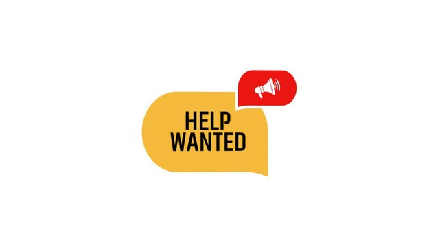 Help wanted sign on white background	