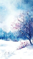 Watercolor Mountains landscape and snow,Christmas winter background,Winter nature landscape,background card,wallpaper,Snowy wintervector illustration,Drawing winter time concept background.