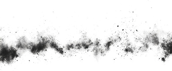 Vector abstract black ink splatter on white background with black charcoal dust explosion texture isolated on white background