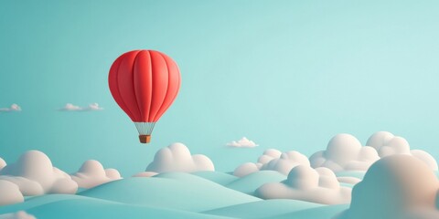 Obraz premium Dreamy Hot Air Balloon Adventure Over Serene Landscapes