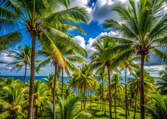 Fototapeta premium Macro Photography of Palm Trees on Easter Island with Vibrant Details and Natural Scenery