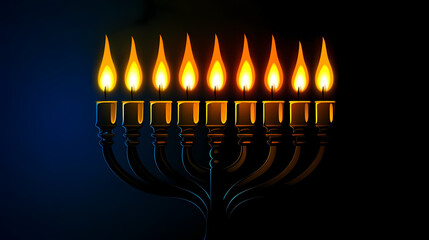 hanukkah menorah with candles silhouette ai