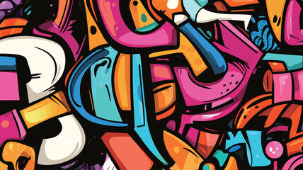Graffiti Urban Seamless Pattern. Colorful Vector Illustration.