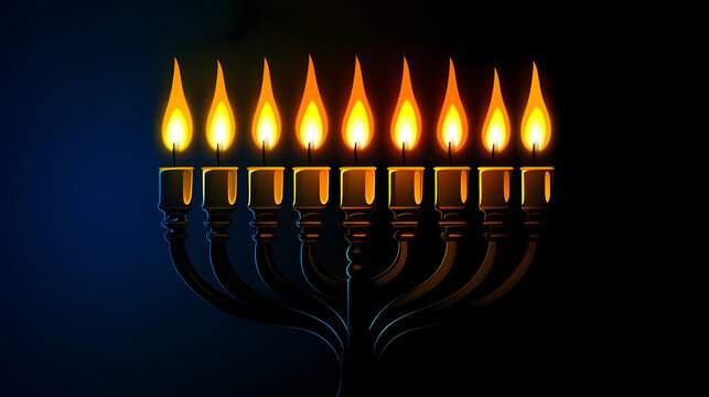 hanukkah menorah with candles silhouette ai