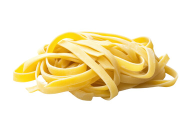 Fresh Raw Fettuccine Pasta on White Background