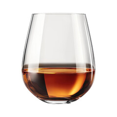 Smooth Glass with Amber Drink on a White Background