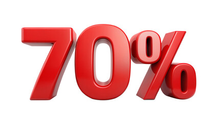 Bold red number 70% on a transparent background, ideal for clear and impactful advertising materials.