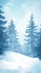 Fototapeta premium Watercolor Mountains landscape and snow,Christmas winter background,Winter nature landscape,background card,wallpaper,Snowy wintervector illustration,Drawing winter time concept background.