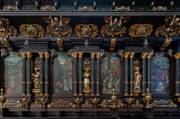 The central nave decoration of Corpus Christi Church (Koscil Bozego Ciala) in Kazimierz, Krakow, Poland