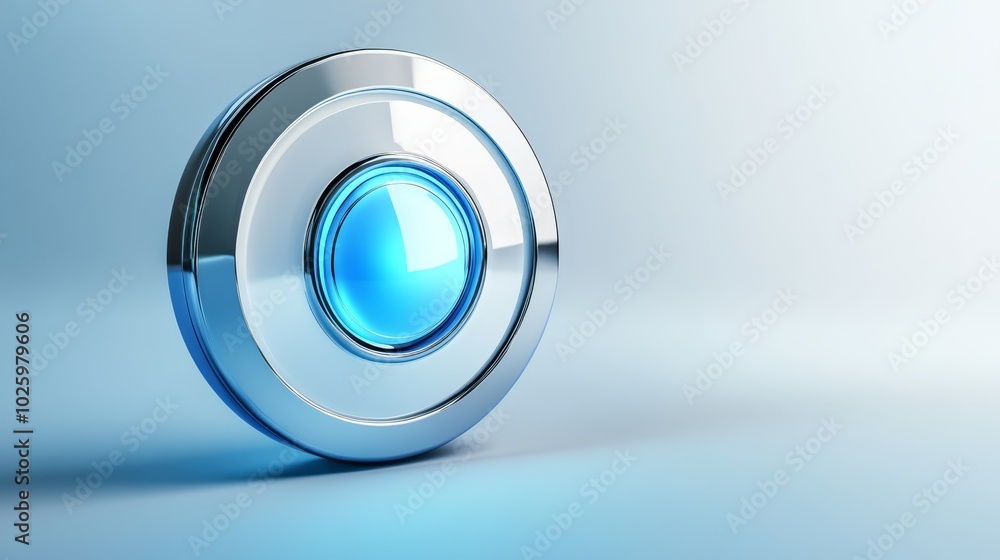 Poster vibrant blue button on white, a captivating image for web and graphic design click