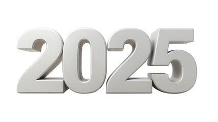 Render the number 2025 in a large block font with a dynamic design, perfect for bold statements and promotions.