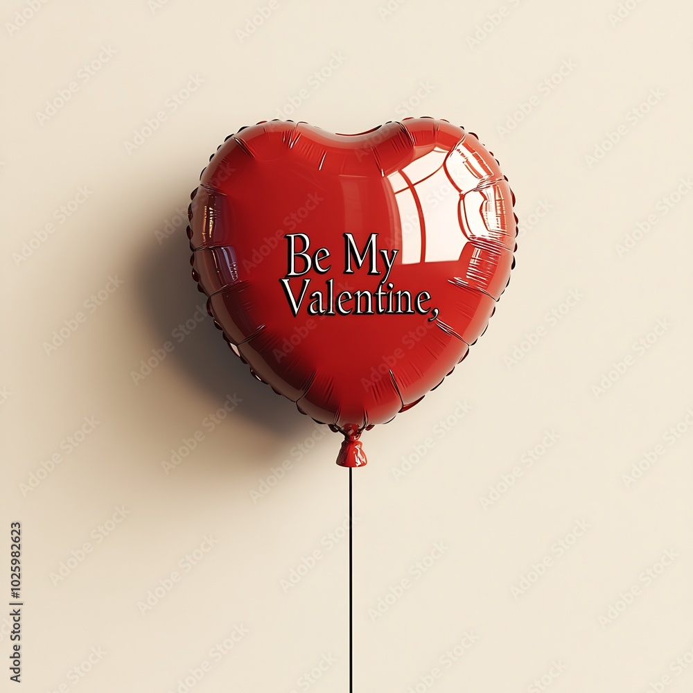 Poster simple yet elegant valentines balloon the shape of a heart reading text be my valentine floating alo