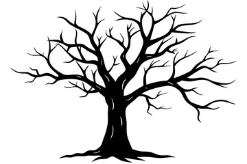 Dead tree silhouette icon vector. Dryness tree silhouette for icon, symbol or sign. Spooky tree icon for nature landscape, illustration or halloween