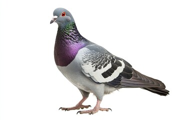 Obraz premium Full body of standing pigeon bird isolate on white background whit clipping path, Front view 