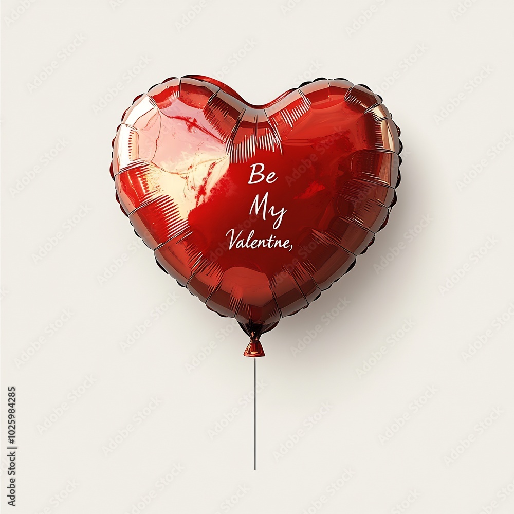 Poster simple yet elegant valentines balloon the shape of a heart reading text be my valentine floating alo