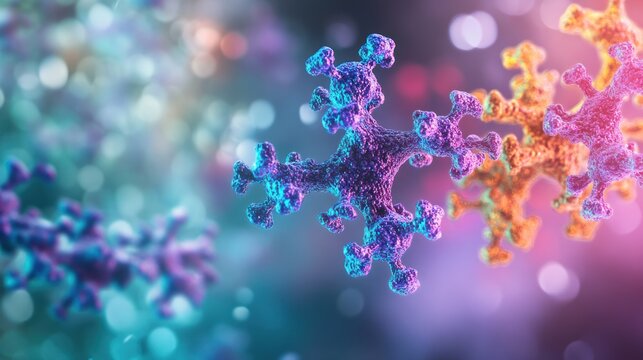 Protein structure for vaccine design, showing viral spike proteins with immune system recognition sites, critical for developing next-gen vaccines