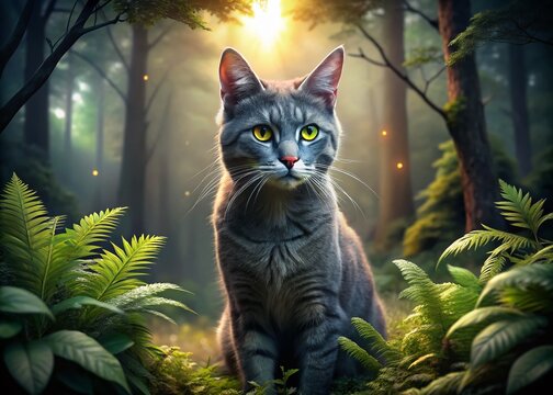 Mysterious Catman in Georgia's Enchanted Forest at Dusk