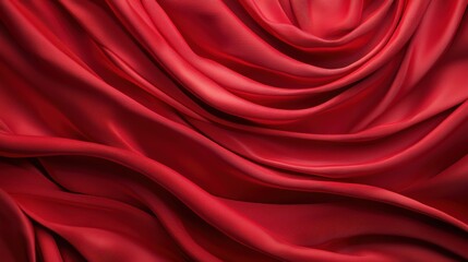 Obraz premium A rich, deep red silk fabric drapes elegantly, showcasing its smooth texture and luxurious sheen, perfect for a variety of decorative uses.