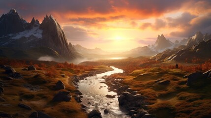 Majestic Mountain Landscape at Sunset