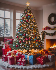 christmas tree with gifts