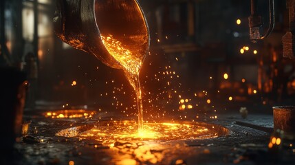 Molten Metal Pouring Into Mold.