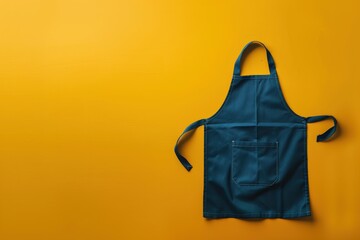 Blue apron on a vibrant yellow background showcasing a clean and minimalistic design