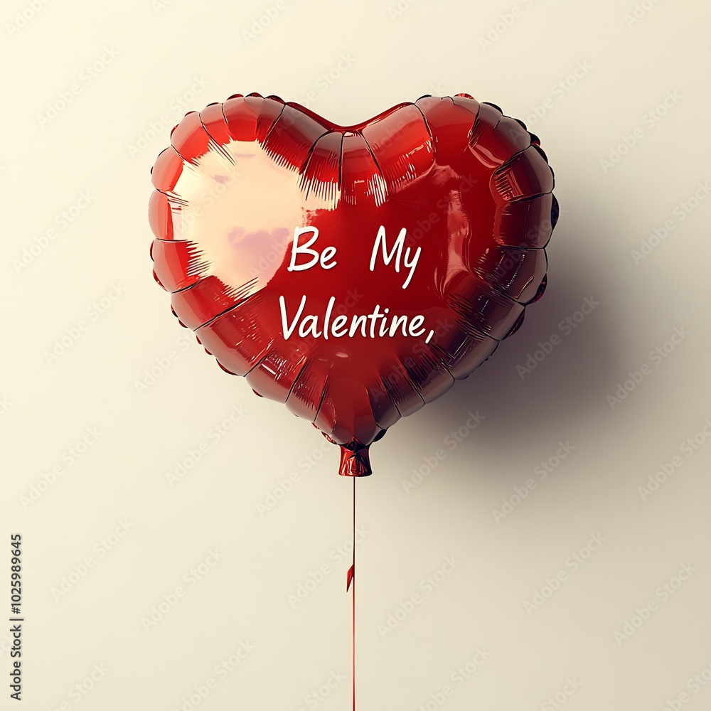 Poster simple yet elegant valentines balloon the shape of a heart reading text be my valentine floating alo