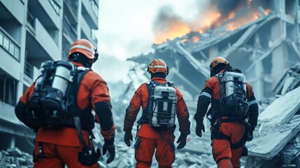 The rescue unit rushes to the scene of a disaster, coordinating efforts to evacuate survivors from a collapsed building.