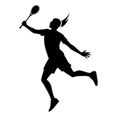 Badminton male and female player black silhouette Vector illustration
