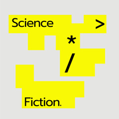 Science and fiction social media post design with neon yellow color.