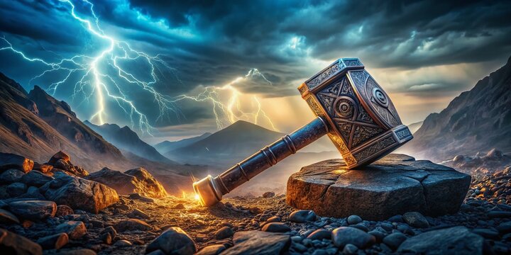 Realistic High Dynamic Range Thor's Hammer Image for Fantasy and Mythology Themes