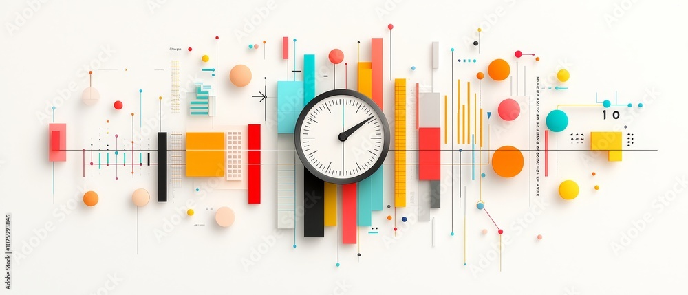 Poster colorful flat design interface with clock element