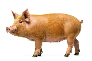 Fototapeta premium Side view of a Domestic pig, isolated on white 