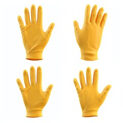 Obraz premium Set of yellow rubber gloves on a white background for cleaning or household use.