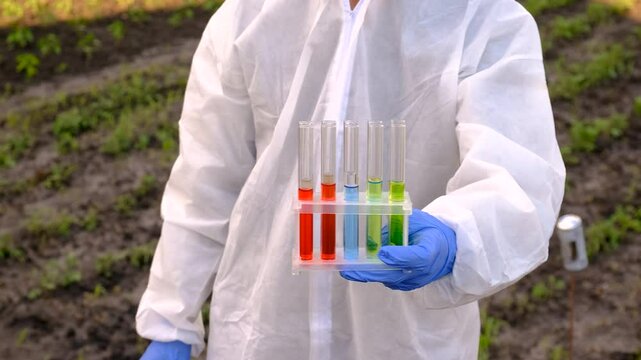 Taking soil samples in nature. Selective focus.
