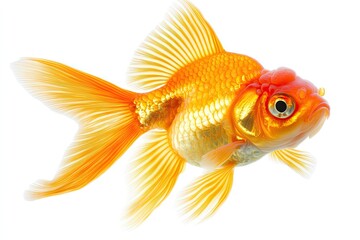 Fototapeta premium Oranda goldfish isolated on white background close up