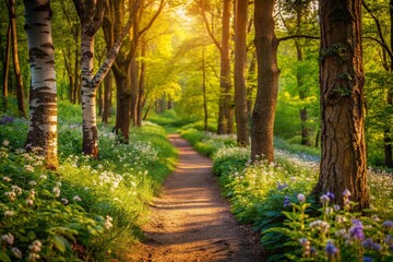 Fototapeta premium Serene Forest Pathway Captured in Stunning Detail for Nature Lovers and Outdoor Enthusiasts