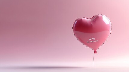 My Valentine heartshaped balloon floating gently on a soft pastel minimalistic background Perfect for a romantic and playful Valentines Day message with delicate shadows