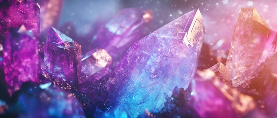 Closeup of sparkling purple crystals
