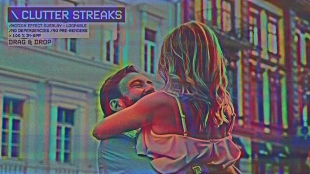 Clutter Streaks Procedural Motion Effect: VHS, VCR, Retro CRT, Old TV Filter