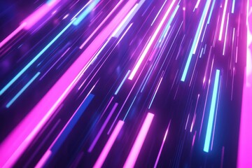 Ongoing 2d animation showcasing glowing lines moving across the screen. Bright purple and blue futuristic retro designs with neon light rays. High-tech background. Infinite loops