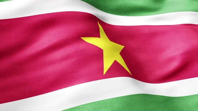 Flag of Suriname Animation Stock Video - Suriname Flag Waving in Loop and Fabric Textured - 4K