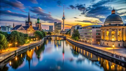 Obraz premium Stunning Berlin Skyline at Sunset - Urban Landscape Photography