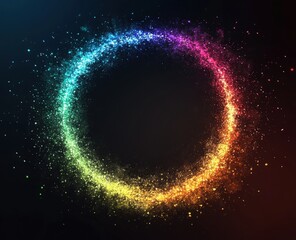 Obraz premium Vibrant circular dust sparkles on a dark background, creating a mesmerizing effect