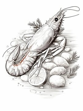 recommend clip art: A Freshly Caught Crayfish with Lemon and Herbs